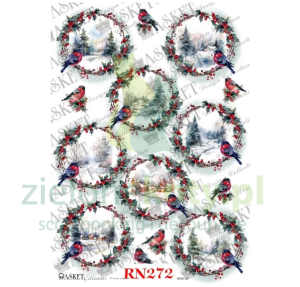 Papier ryżowy decoupage Asket  A4 Akwarelowe pejzaże w wiankach
