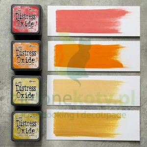 Tusz Distress Mini Oxide Pads #14 zestaw 4 szt. żółty pomarańczowy 