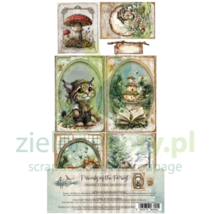 Zestaw papierów 15x30 Alchemy Of Art dodatki do wycinania Friends of the Forest Przyjaciele lasu