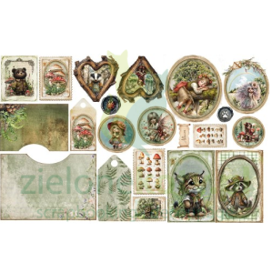 Materiałowe dodatki do wycinania Alchemy of Art Friends of the Forest Przyjaciele lasu tkanina