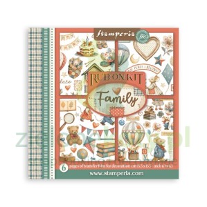 Transfer Rub-On Kit Stamperia 15,5x15,5 cm Family 6 arkuszy 