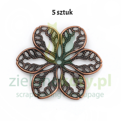 Metalowy kwiat 3,2cm / 5szt.  brąz