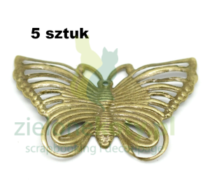 Metalowa zawieszka motyl 4cm / 5szt. brąz (ażurowy) 