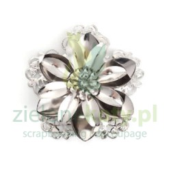 Metalowy kwiat 3D 5,5cm kol. srebrny