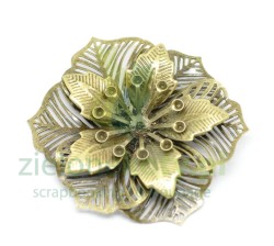 Metalowy kwiat 3D 5,5cm brąz