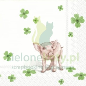 Serwetka 25x25cm świnka, listki koniczyny (C758500)